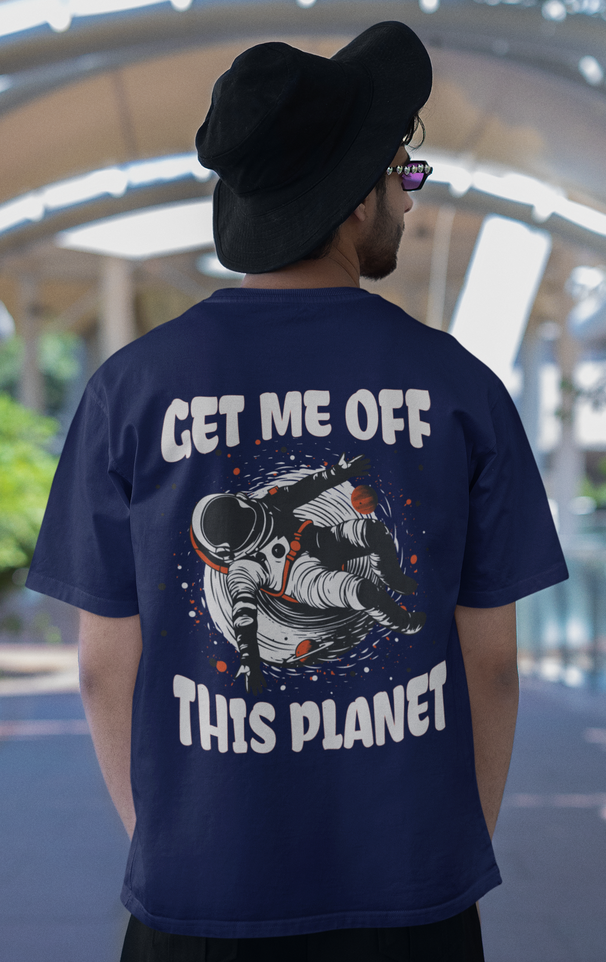 Get Me Off This Planet Men's Oversized Printed T-Shirt