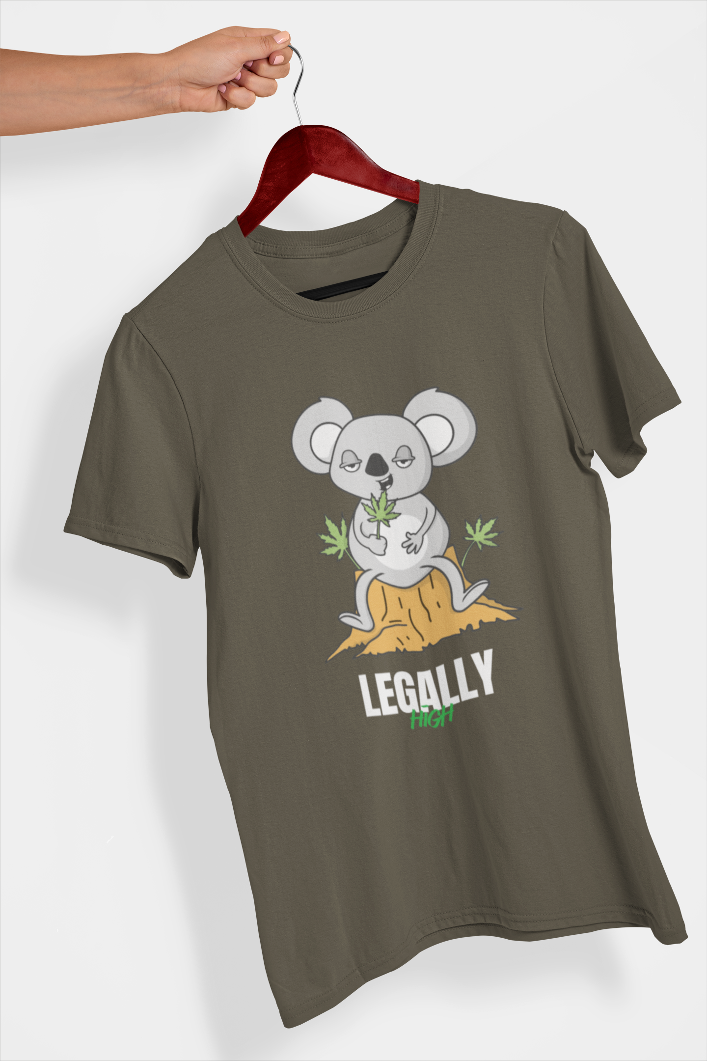 Legally High Men's Printed T-shirt Hipster Olive High & Humble Enterprises