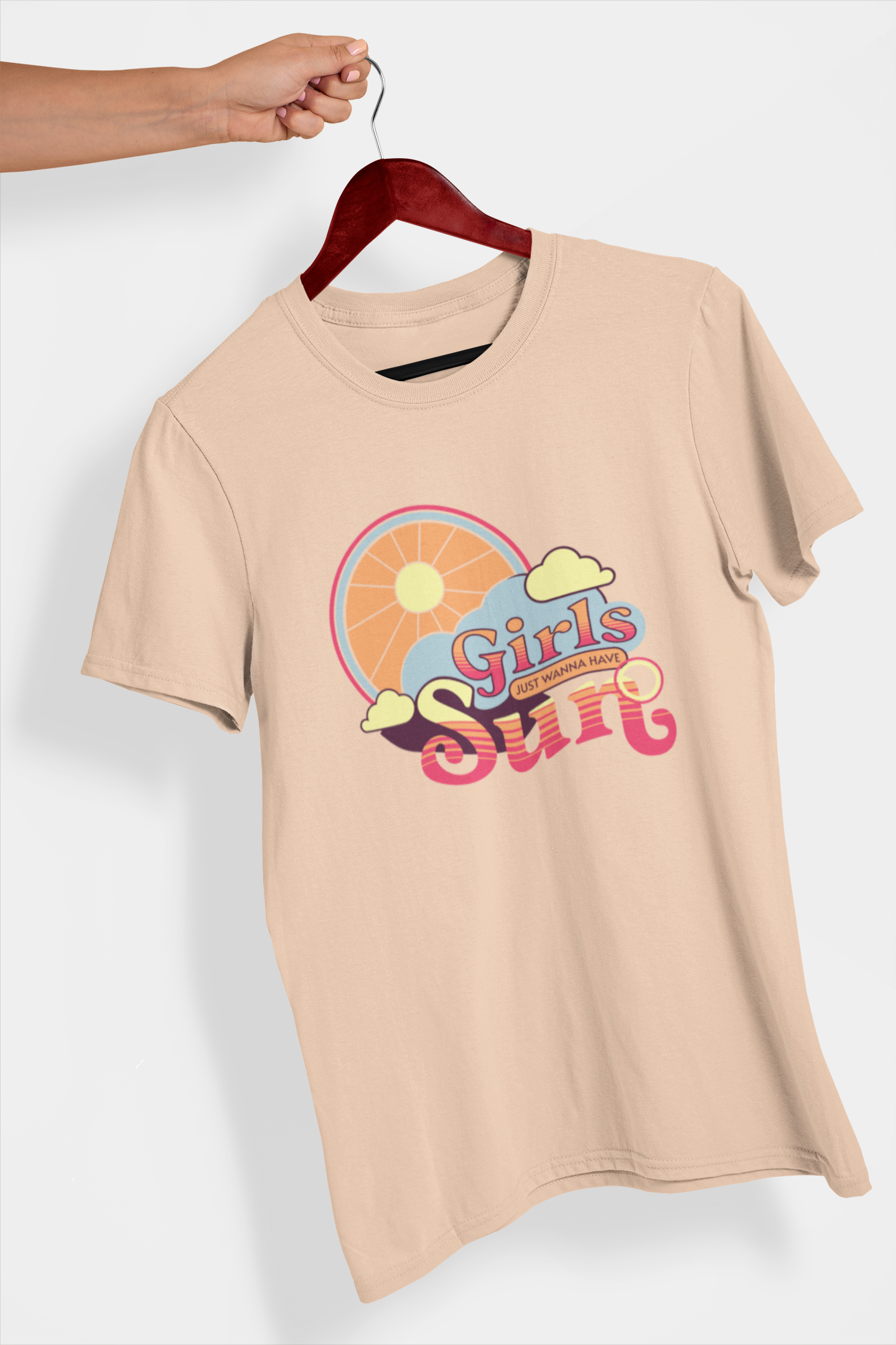 Girls Want Sun Women's Printed T-Shirt Light Peach High & Humble Enterprises