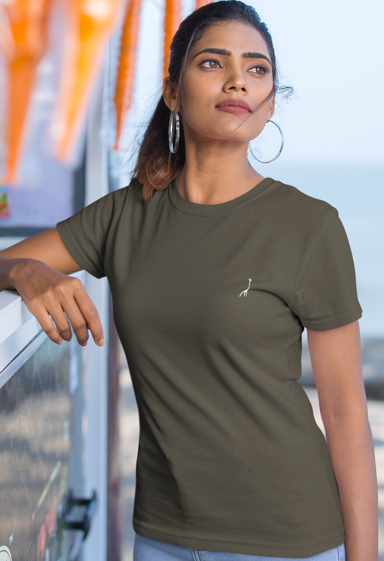 Women's Classic Hipster Olive Solid T-Shirt High & Humble