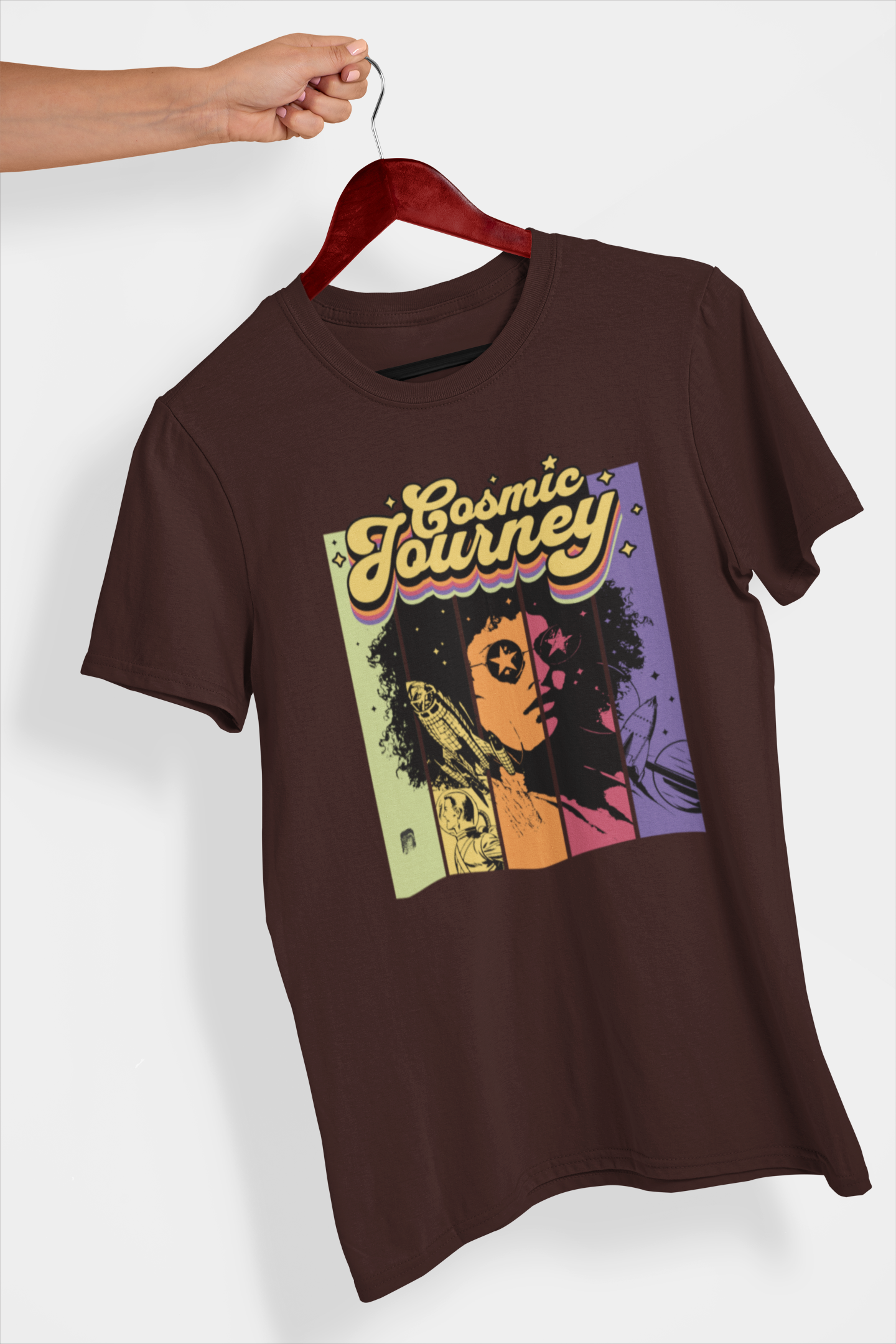 Cosmic Journey Women's Printed T-Shirt Espresso Brown High & Humble