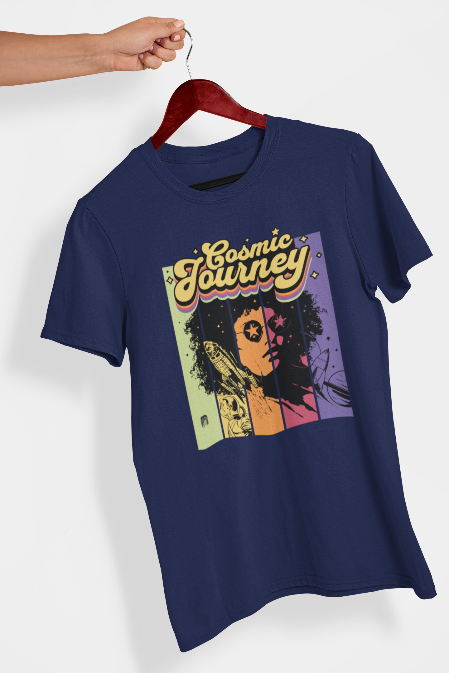 Cosmic Journey Women's Printed T-Shirt Midnight Blue High & Humble