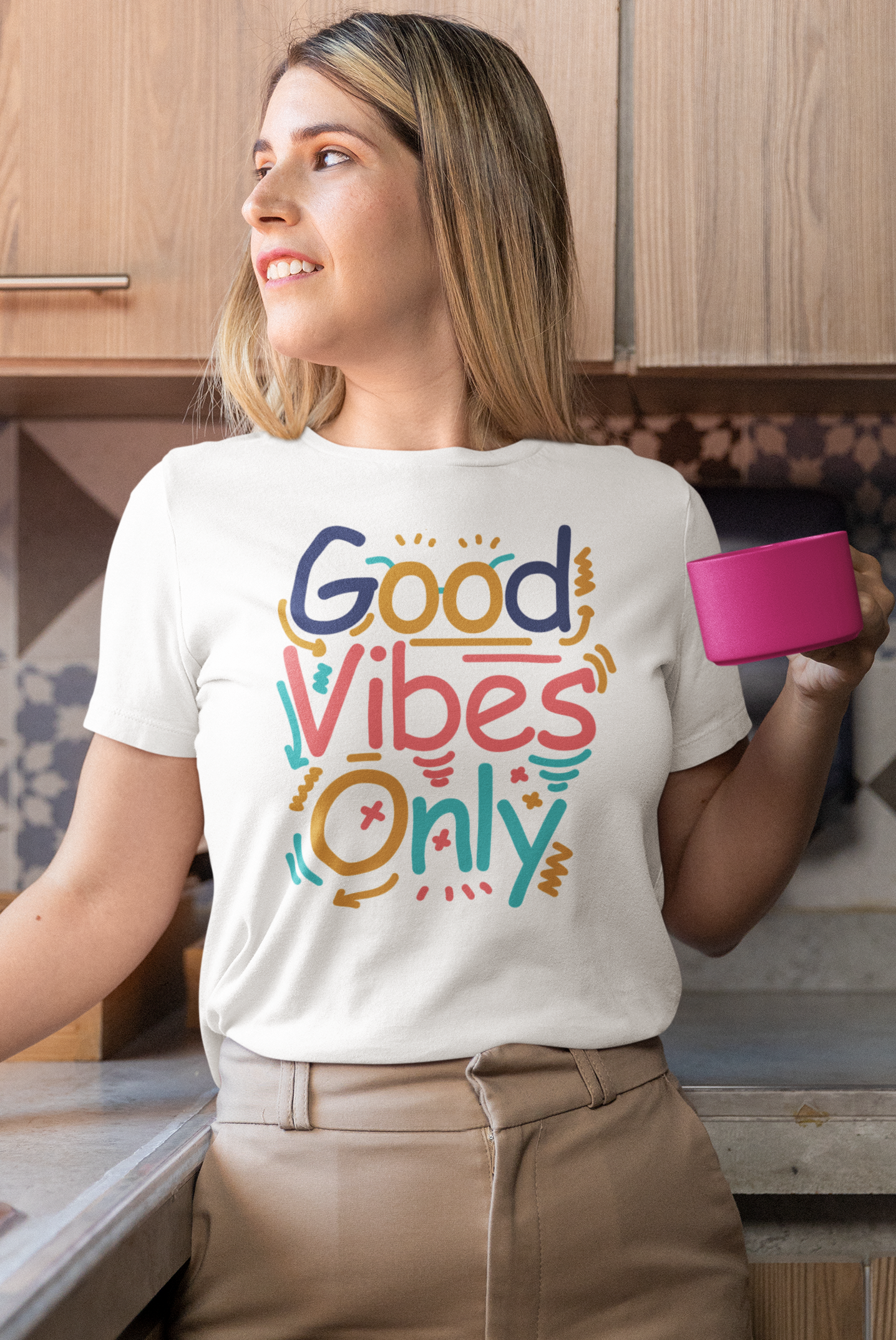 Good Vibes Only Women's Printed T-Shirt White Walker High & Humble