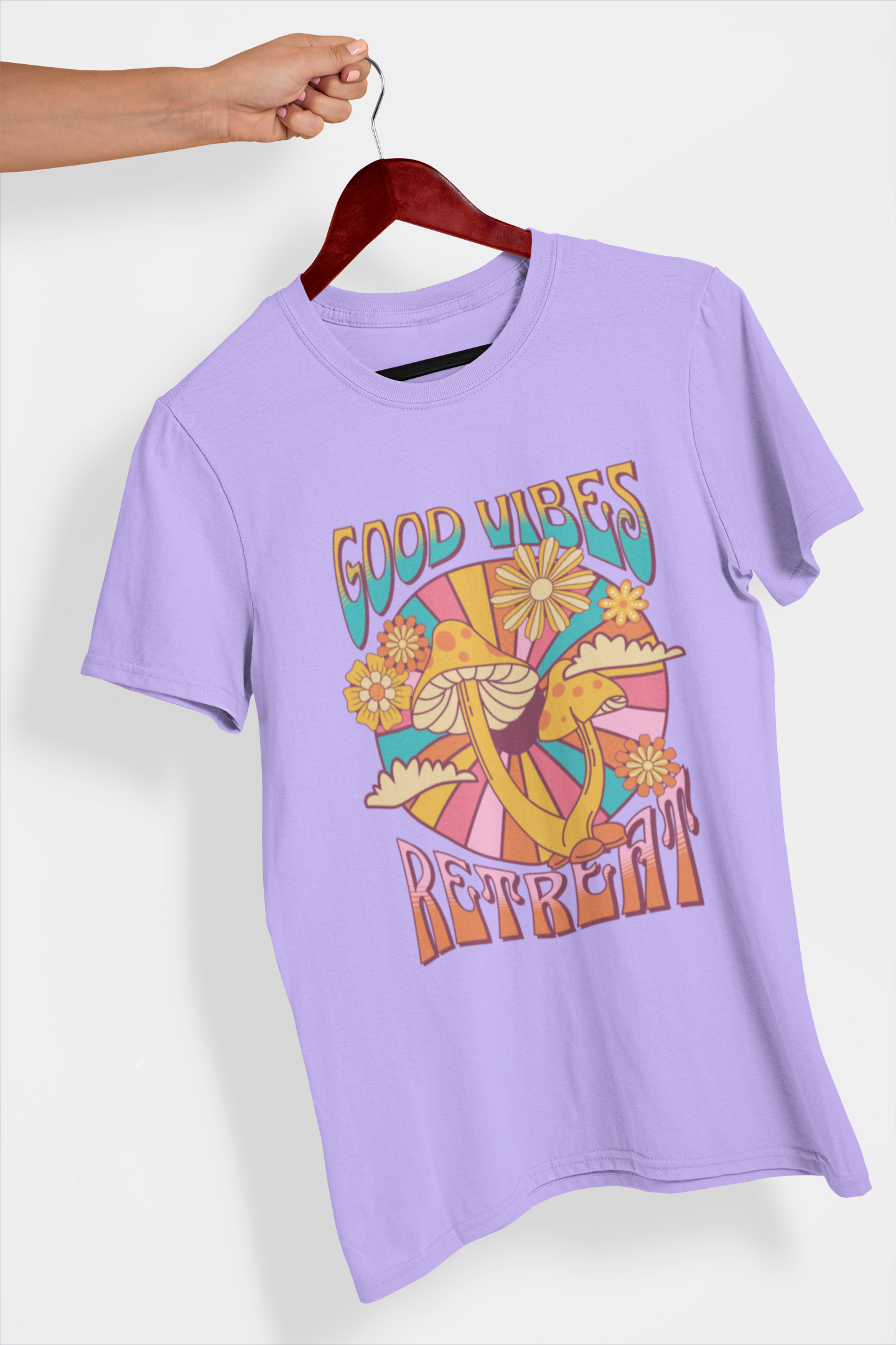 Good Vibes Retreat Women's Printed T-Shirt Lilac Whisper High & Humble