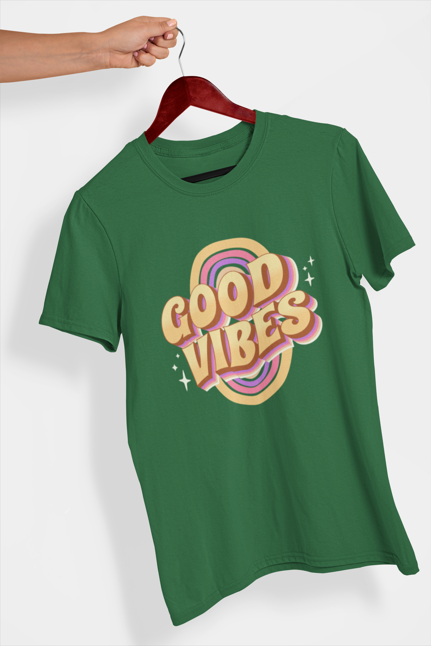 Good Vibes Women's Printed T-Shirt Moss Green High & Humble