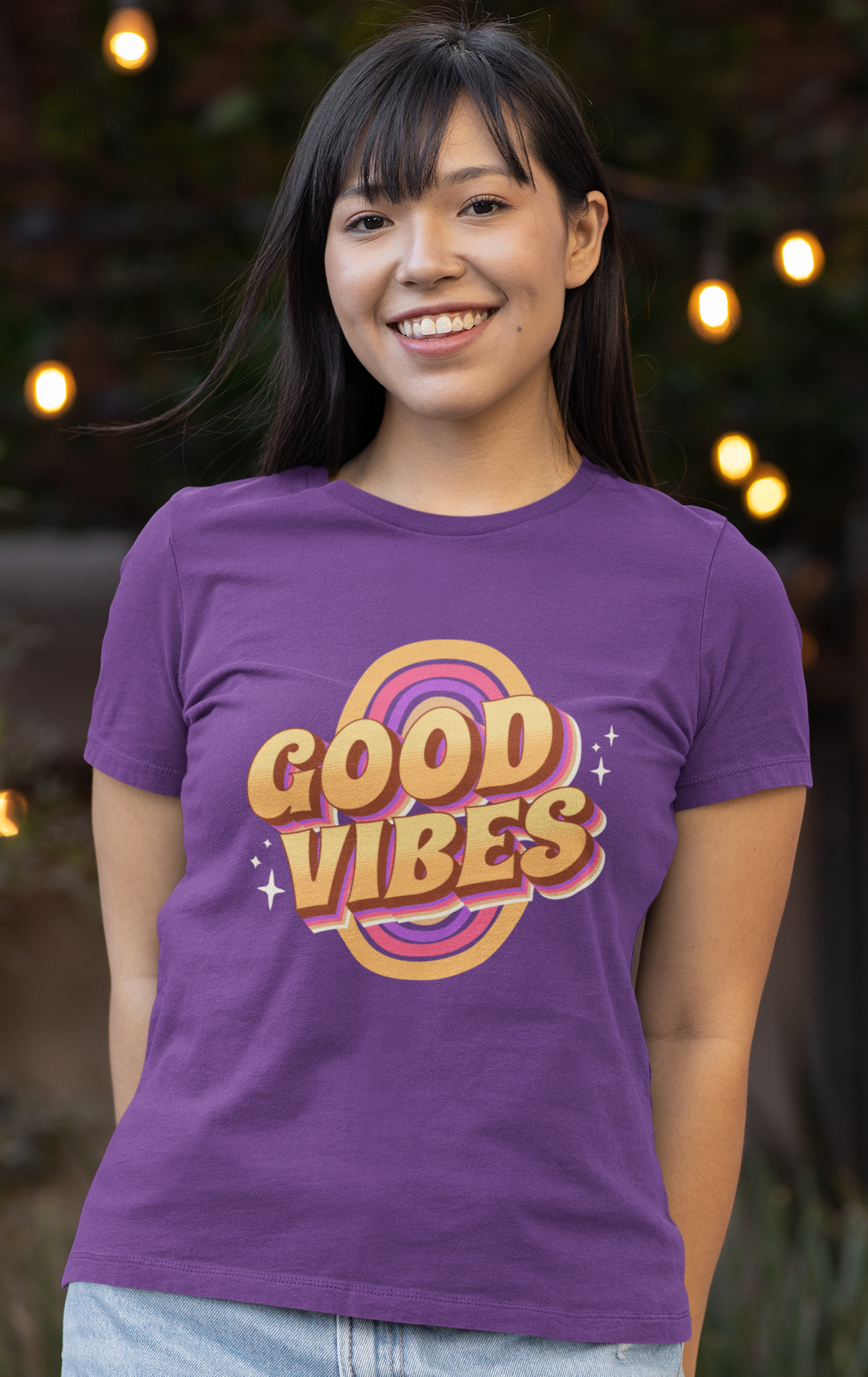 Good Vibes Women's Printed T-Shirt Purple Haze High & Humble