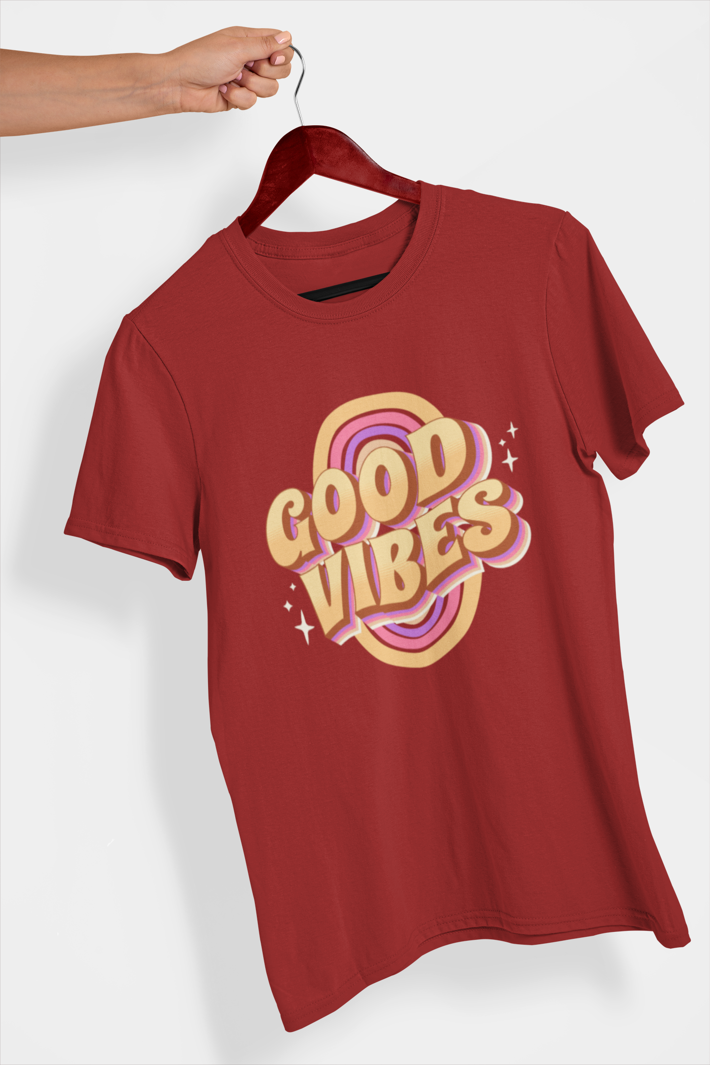 Good Vibes Women's Printed T-Shirt Lannister Maroon High & Humble