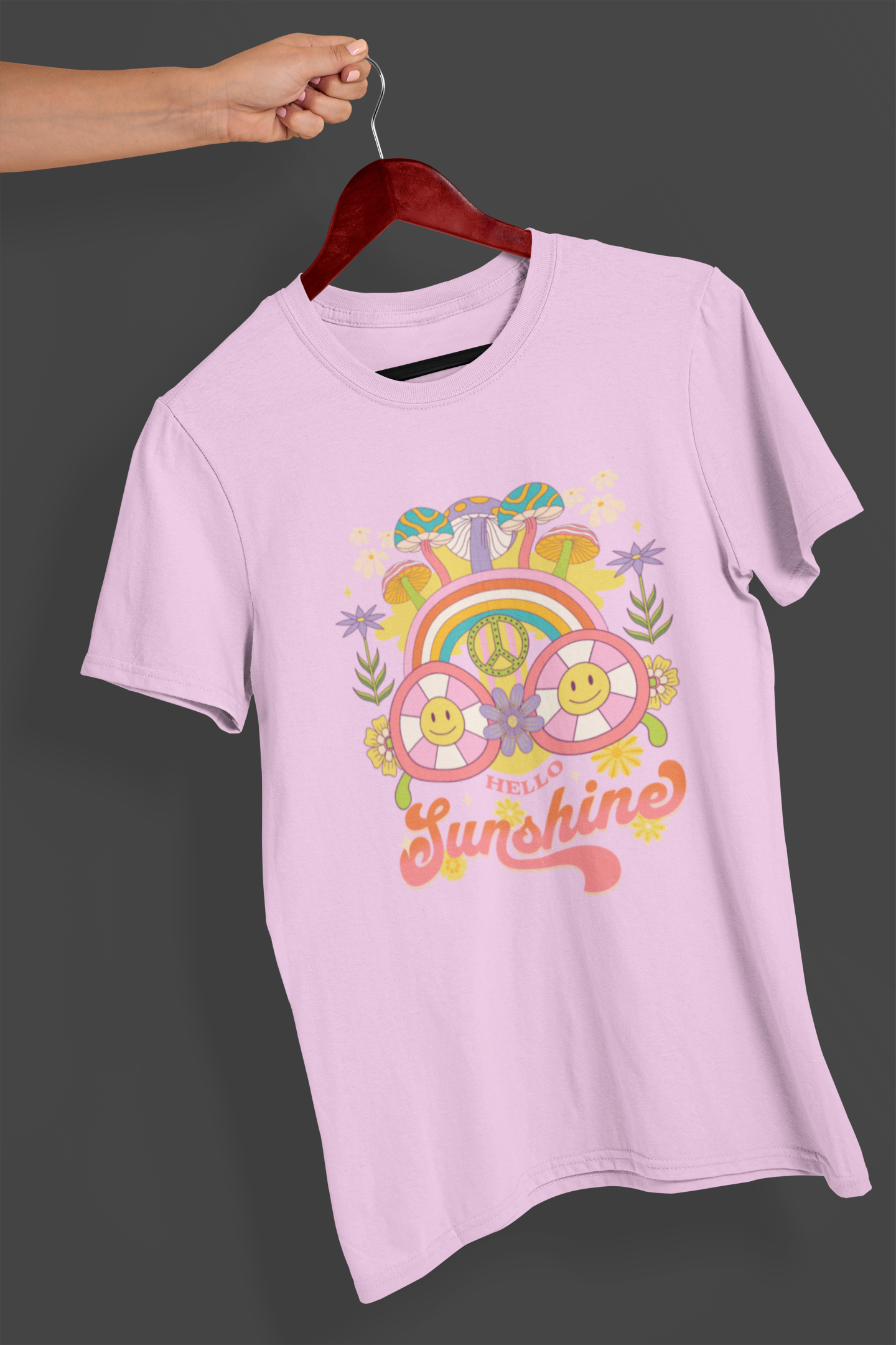 Hello Sunshine Women's Printed T-Shirt Blossom Blush High & Humble