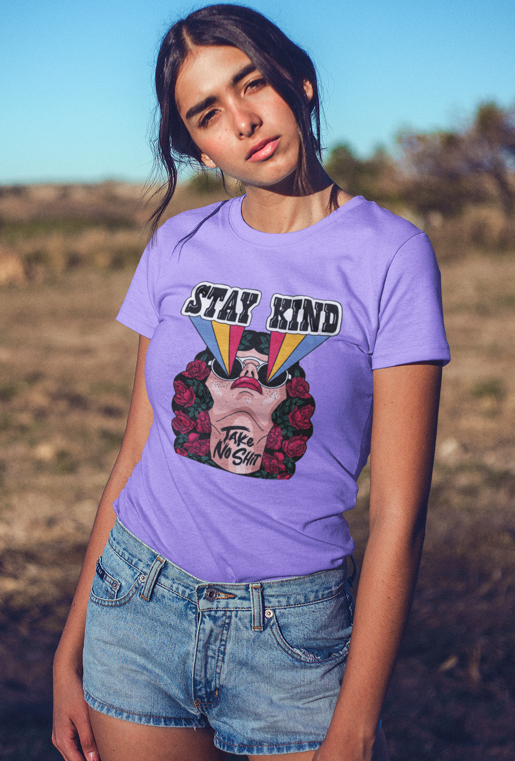 Stay Kind Women's Printed T-Shirt Lilac Whisper High & Humble