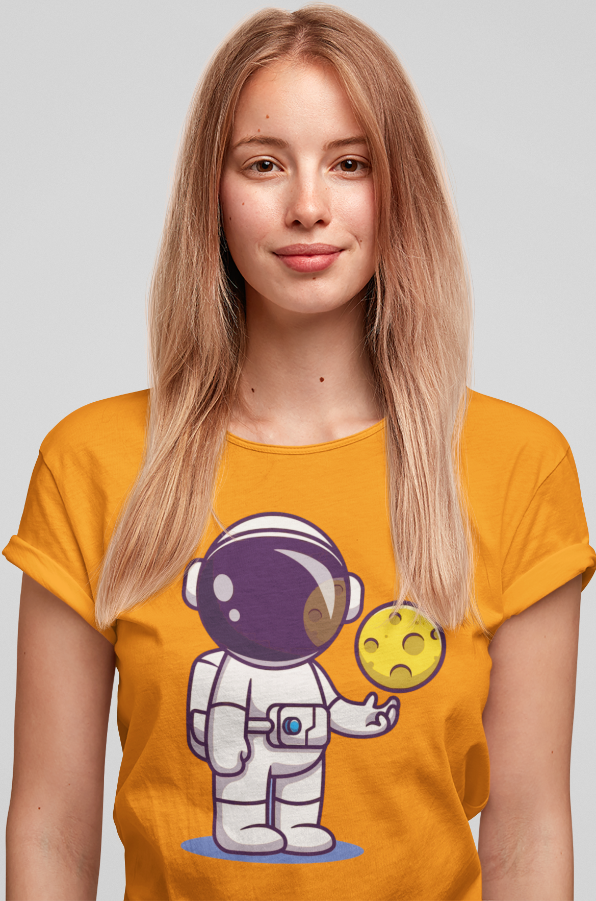 Moon Ball Women's Printed T-Shirt Tangerine Tango High & Humble