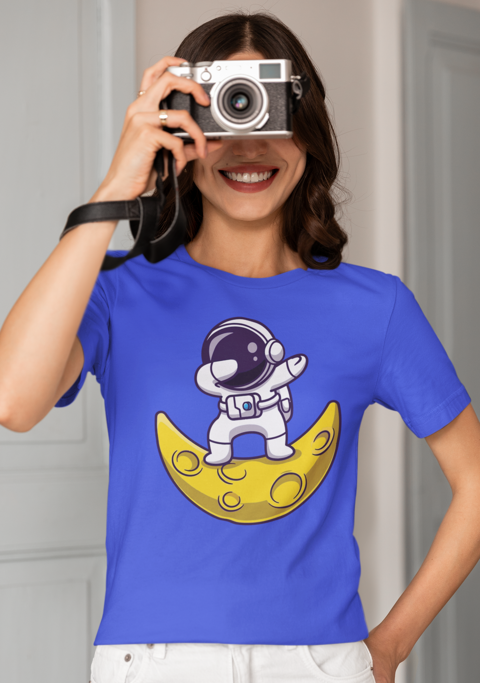 Space Dance Women's Printed T-Shirt Blueberry Blitz High & Humble