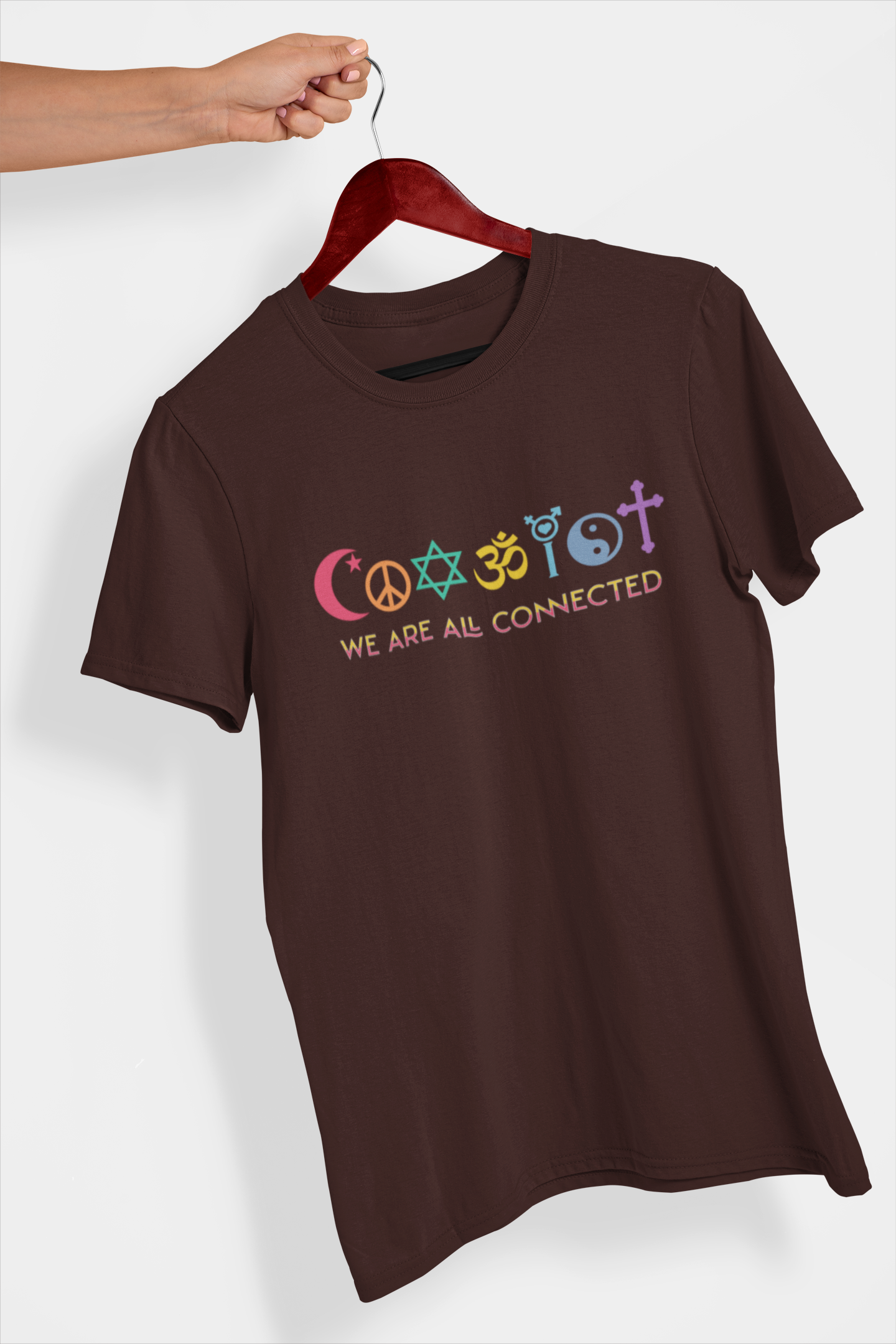 We are all Connected Women's Printed T-Shirt Espresso Brown High & Humble