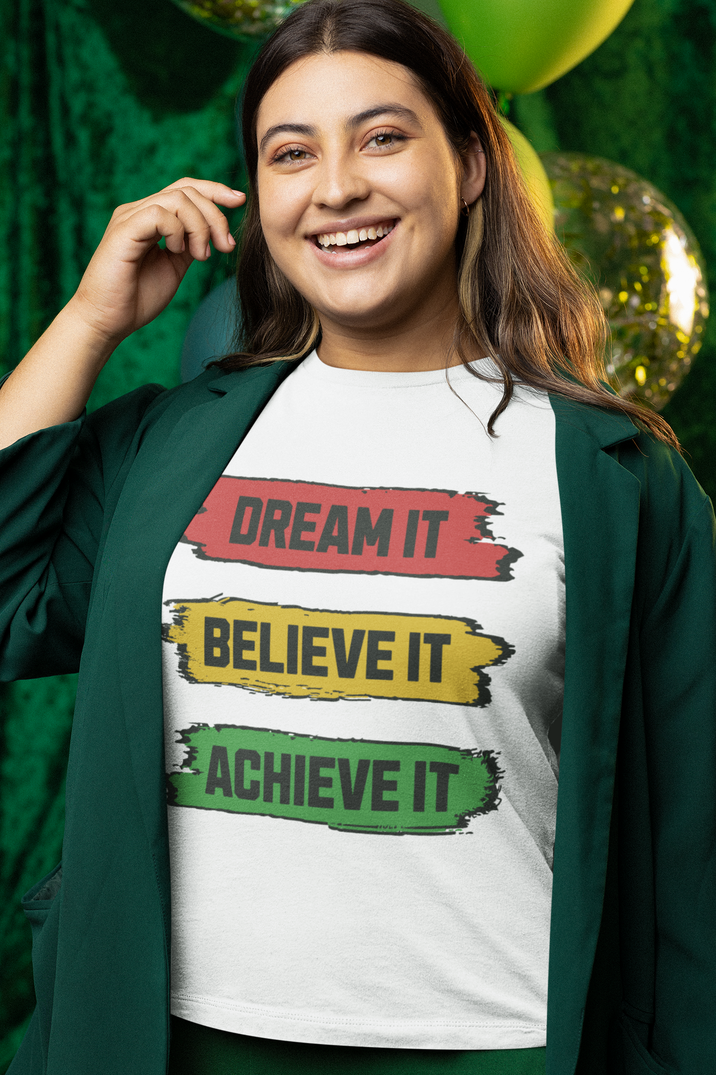 Dream Believe Achieve Women's Printed T-Shirt White Walker High & Humble