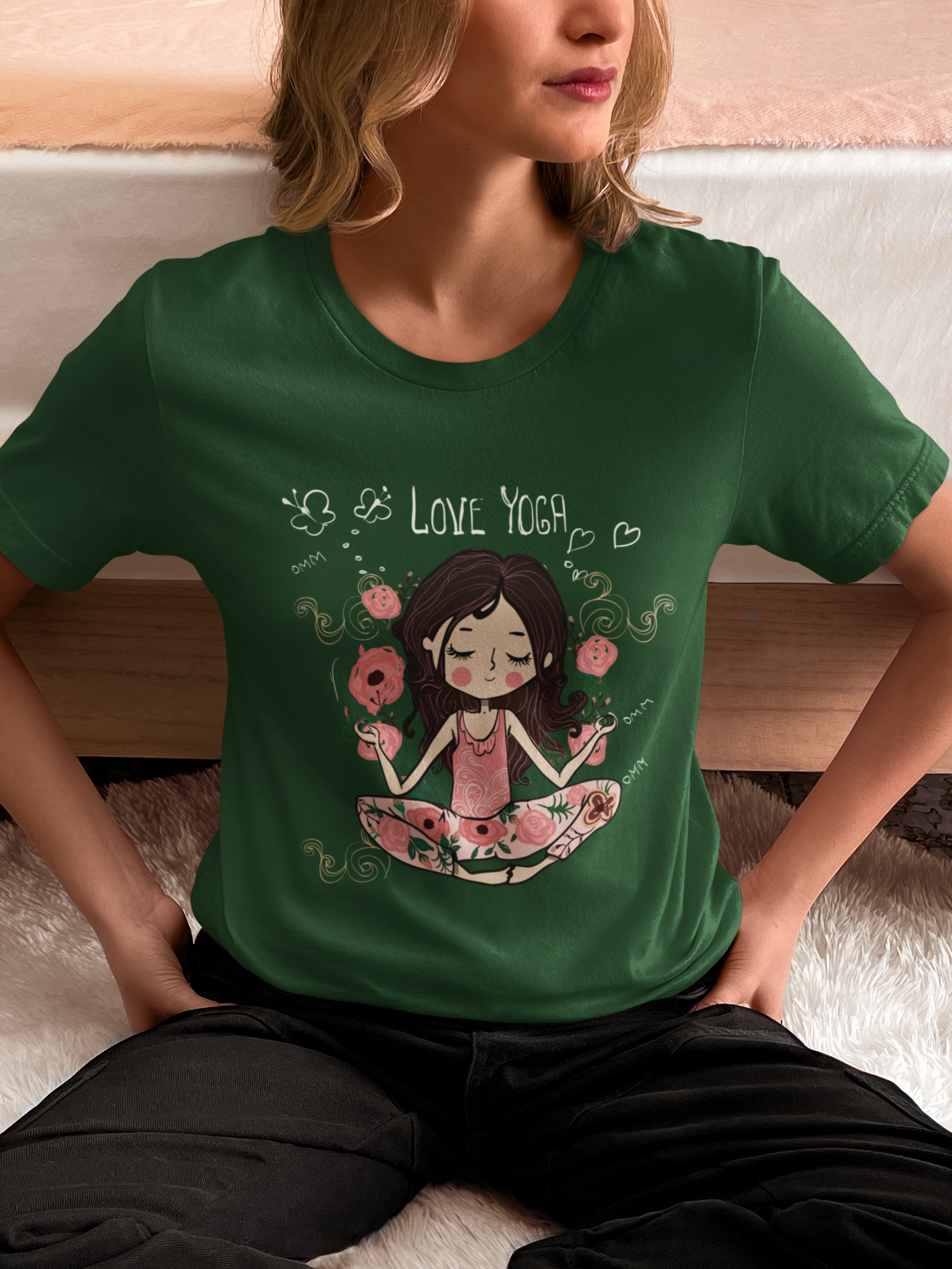 Yoga Love Women's Printed T-Shirt Moss Green High & Humble