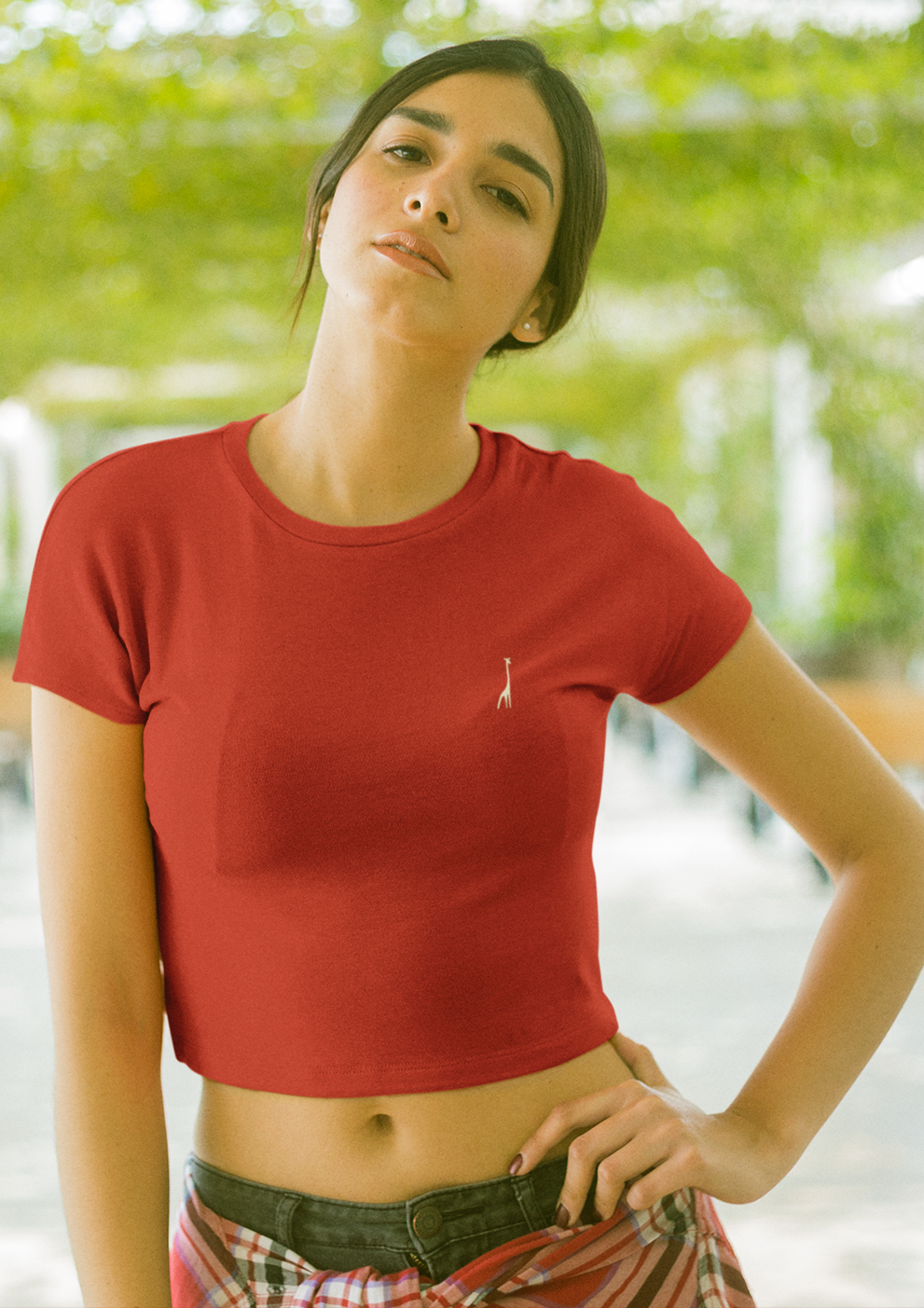 Women's Spidy Red Solid Crop Top High & Humble