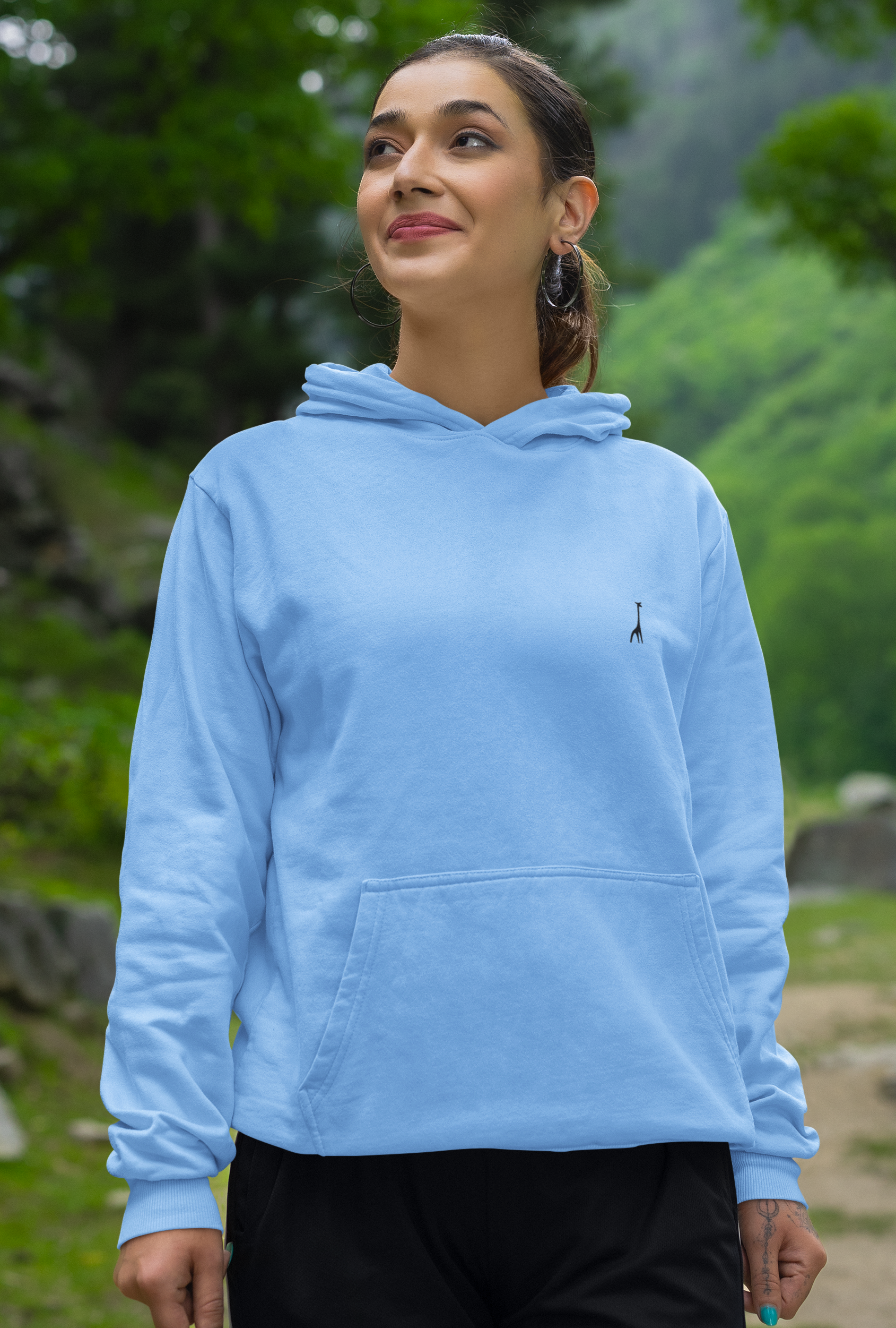 Women's Bubbles Blue Solid Hoodie High & Humble