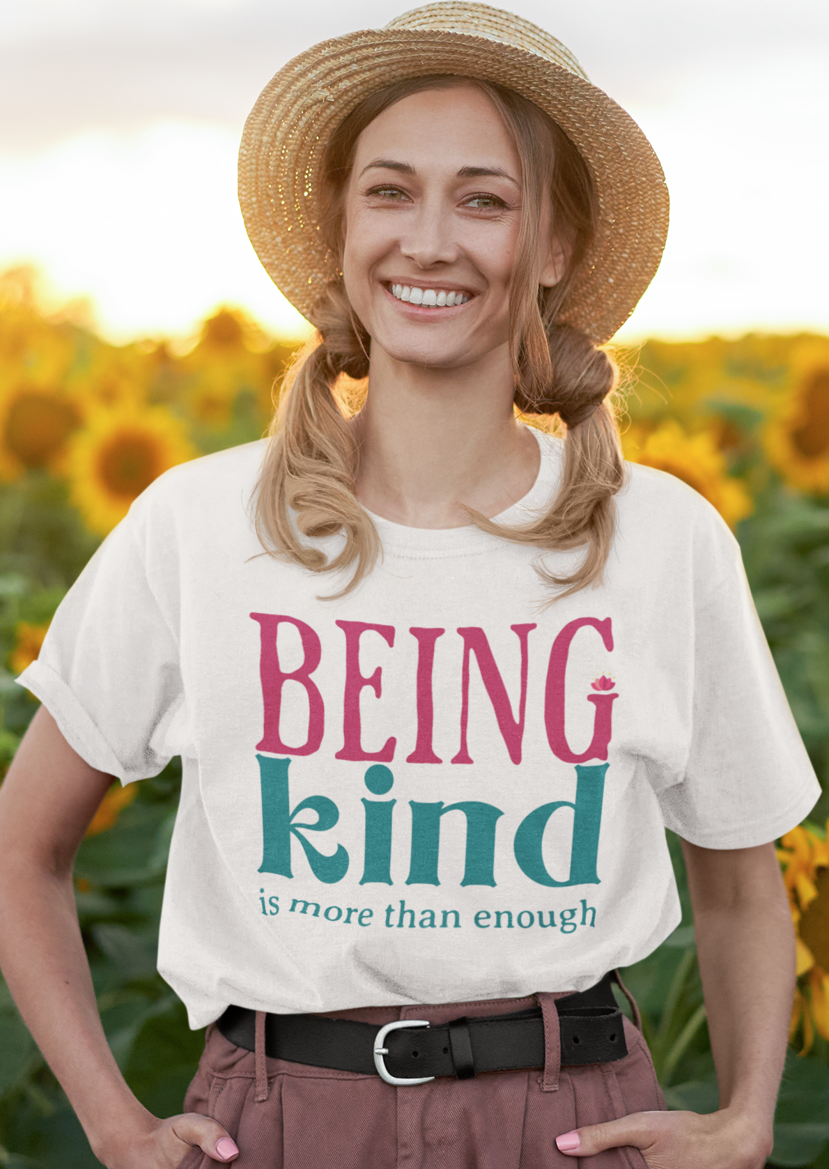 Being kind Women's Oversized Printed T-Shirt White Walker High & Humble