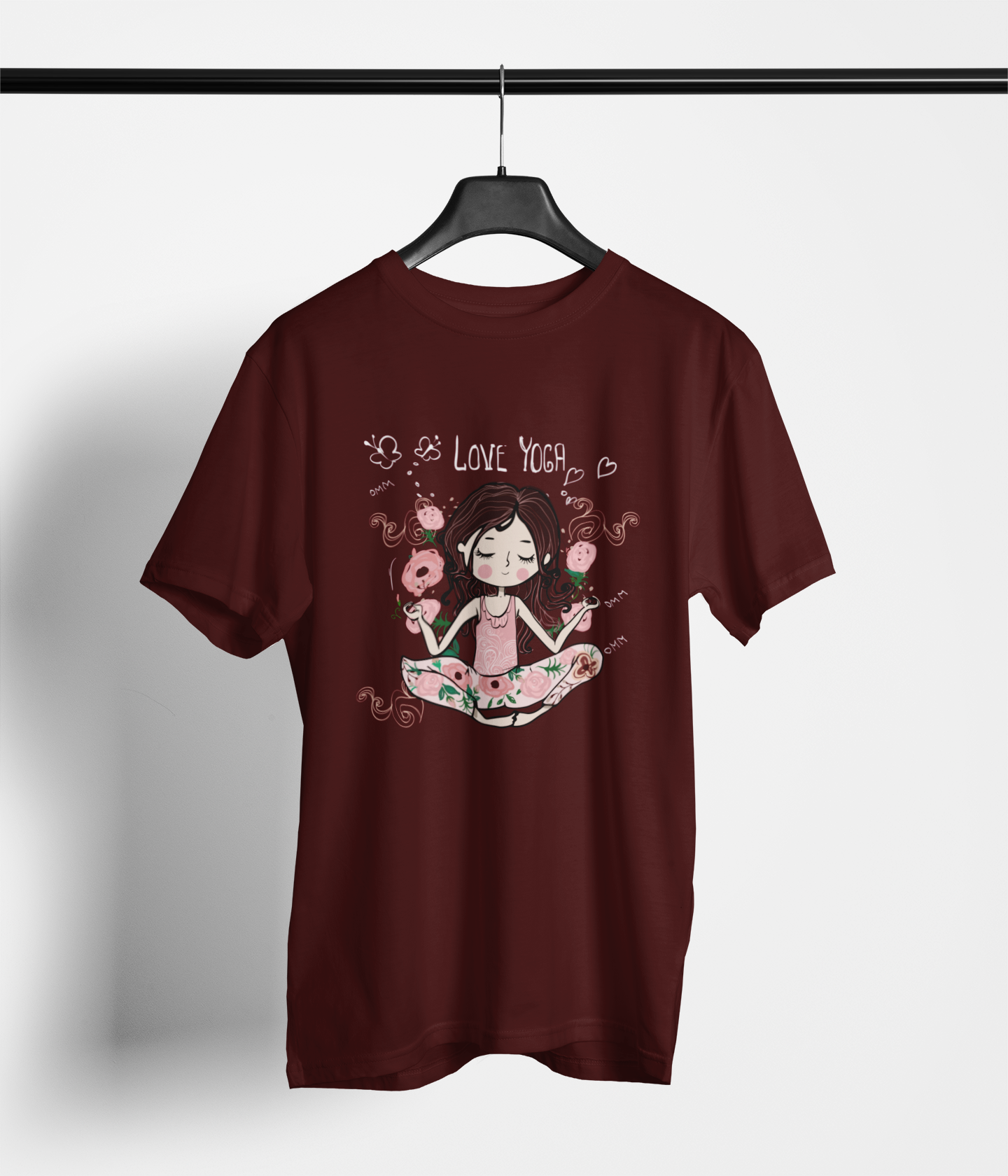 Yoga Love Women's Oversized Printed T-Shirt Lannister Maroon High & Humble