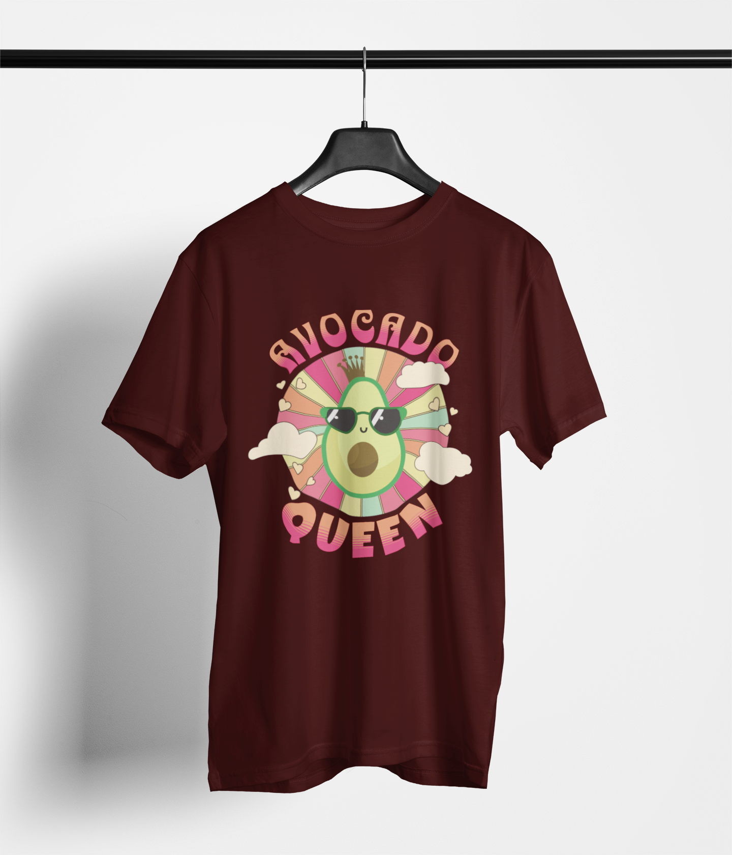 Avocado Queen Women's Oversized Printed T-Shirt Lannister Maroon High & Humble