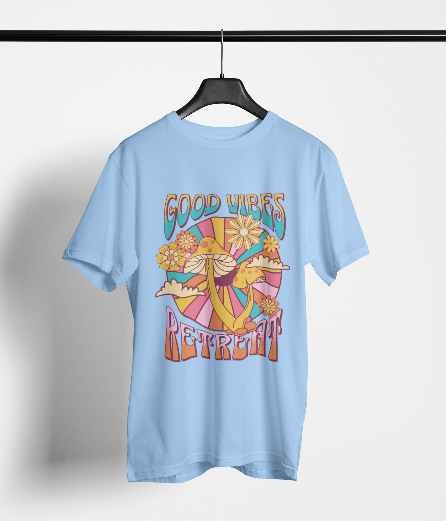 Good Vibes Retreat Women's Oversized Printed T-Shirt Bubbles Blue High & Humble