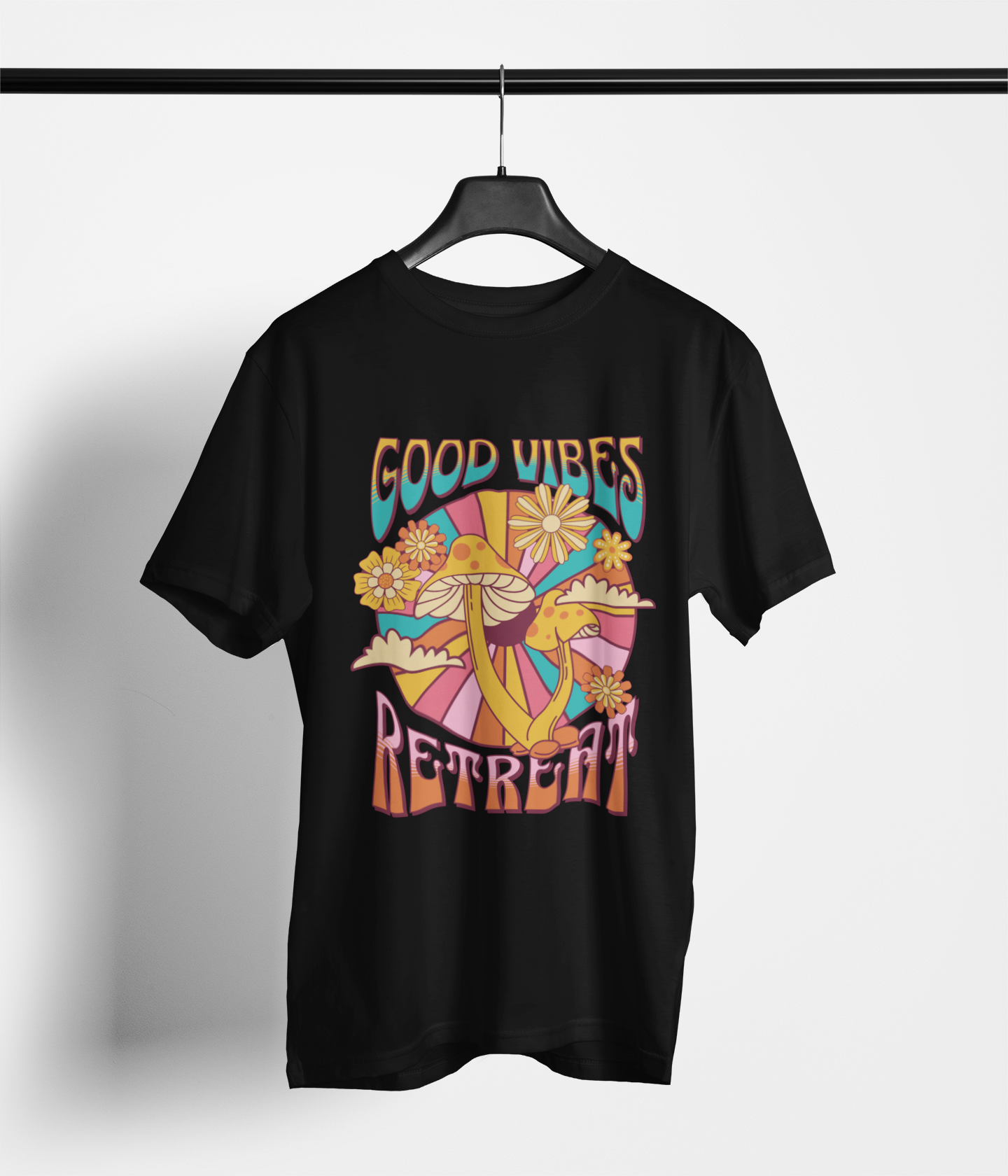 Good Vibes Retreat Women's Oversized Printed T-Shirt Venom Black High & Humble