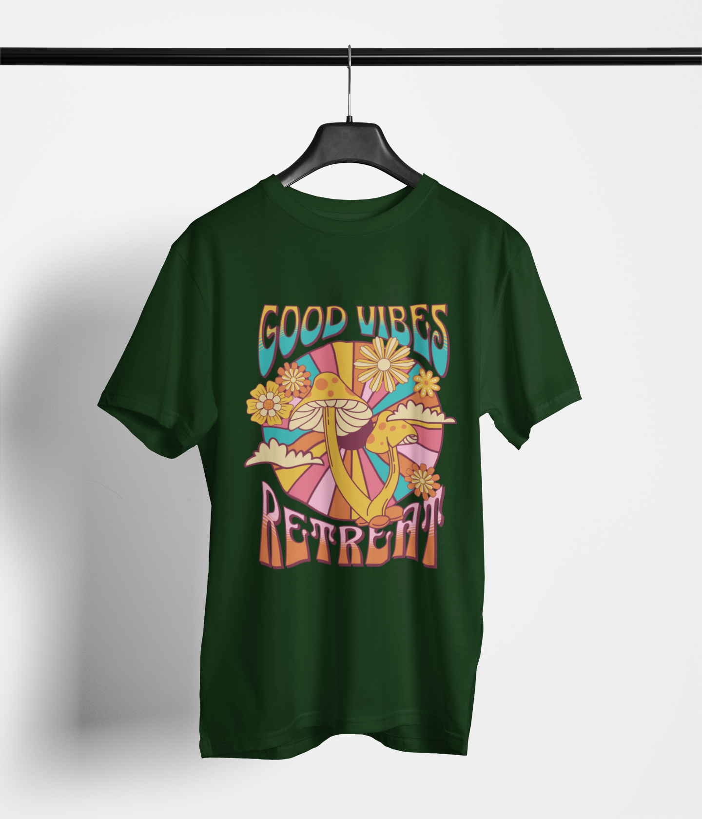 Good Vibes Retreat Women's Oversized Printed T-Shirt Moss Green High & Humble