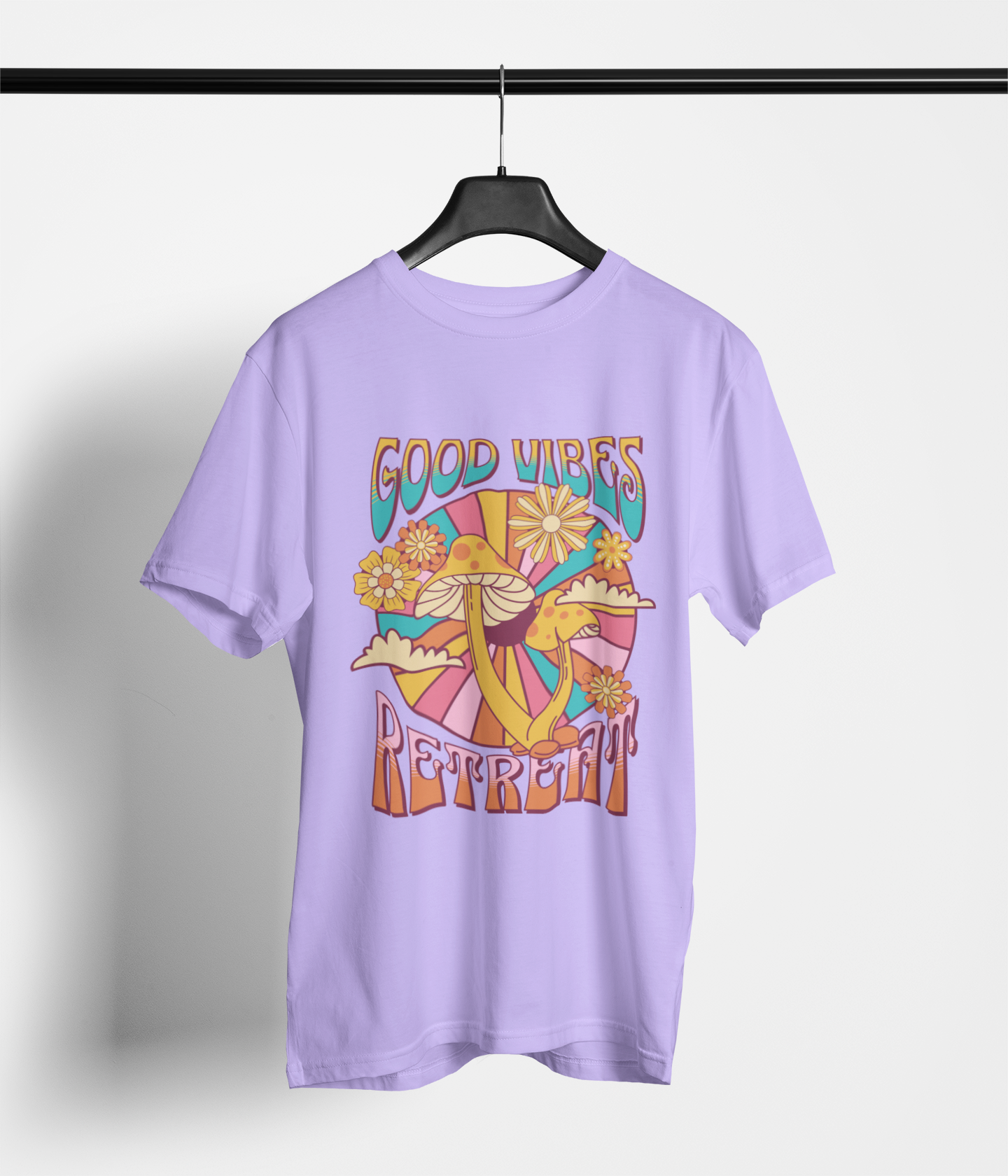 Good Vibes Retreat Women's Oversized Printed T-Shirt Lilac Whisper High & Humble