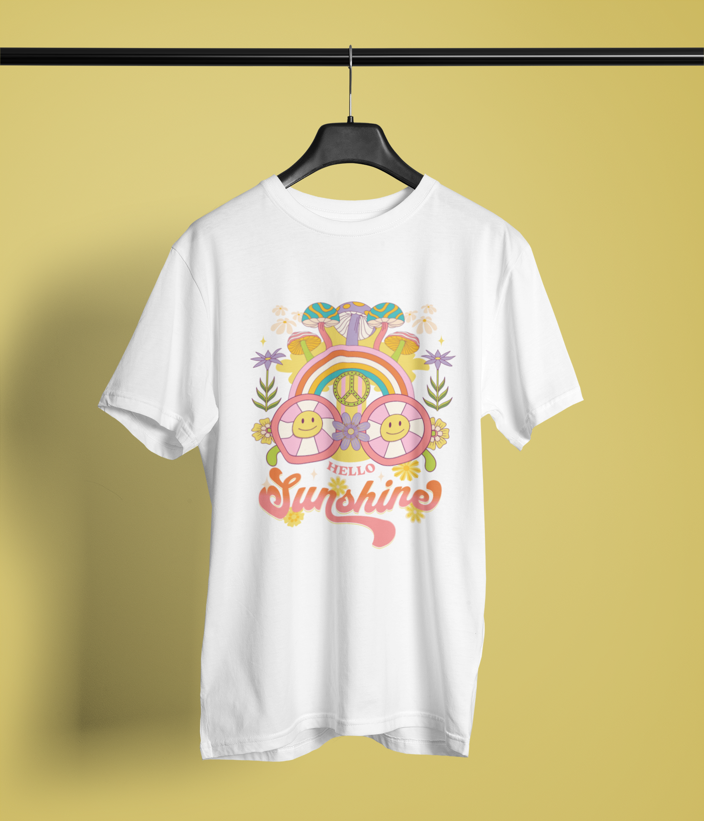 Hello Sunshine Women's Oversized Printed T-Shirt White Walker High & Humble