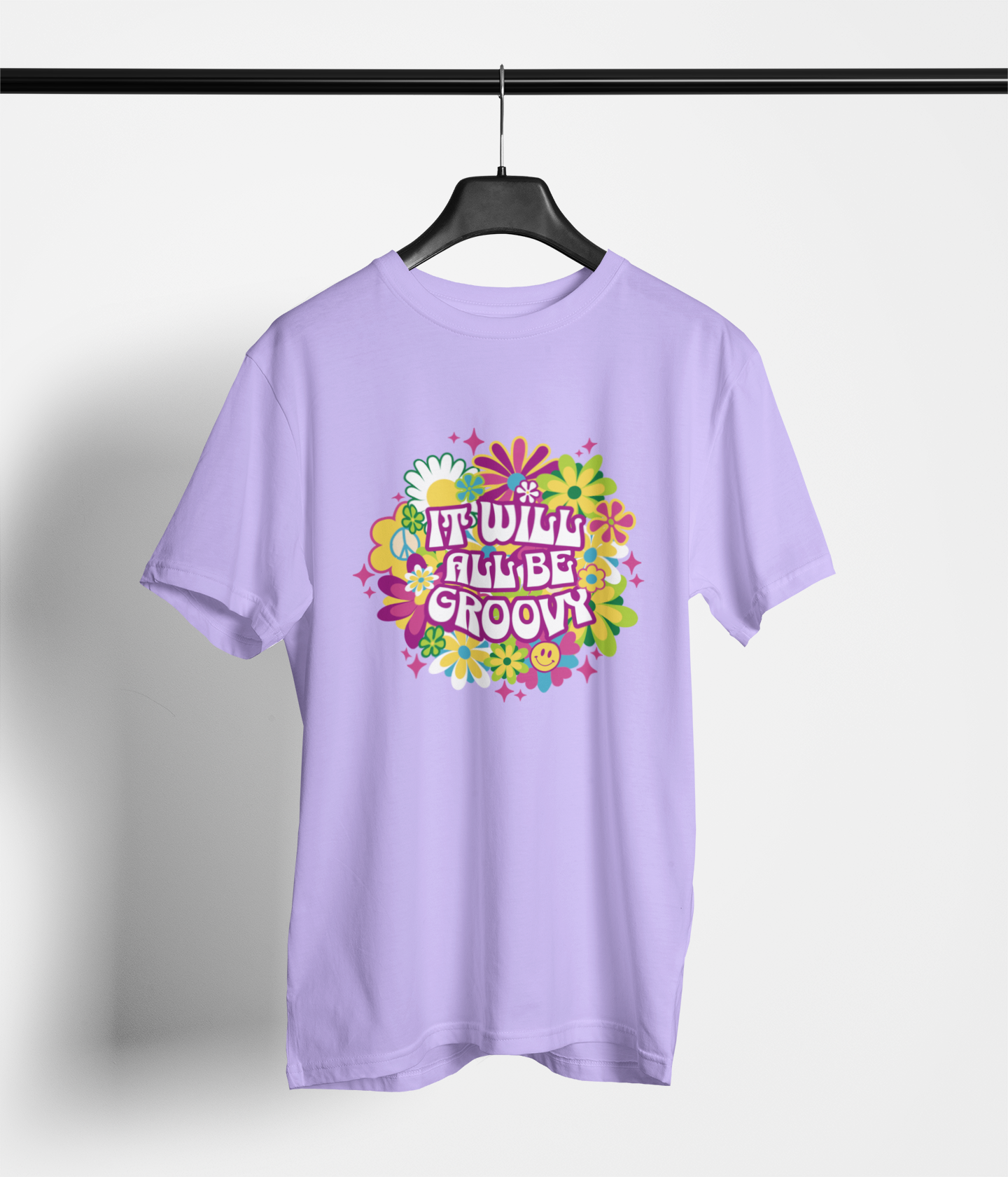 Will Be Groovy Women's Oversized Printed T-Shirt Lilac Whisper High & Humble