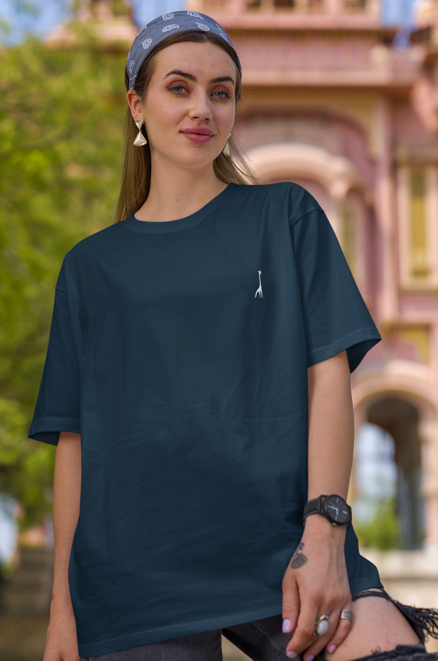 Women's Oversized Deep Teal Solid T-Shirt High & Humble