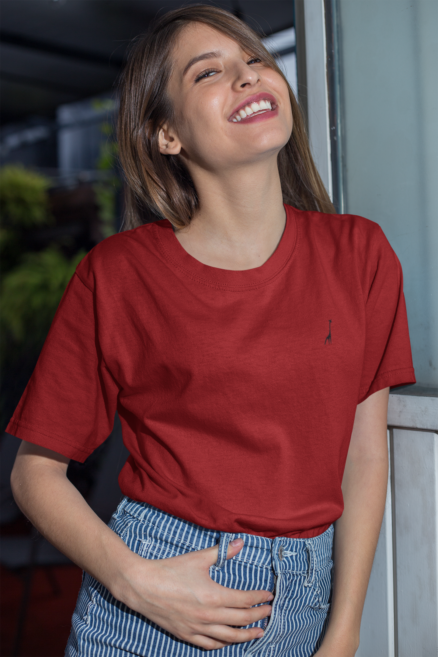 Women's Oversized Spidy Red Solid T-Shirt High & Humble