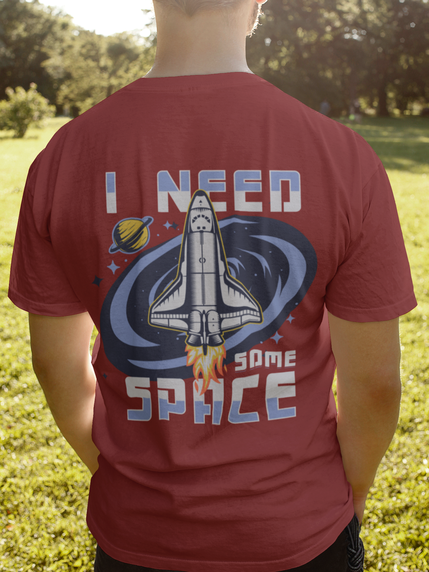 I Need Space Men's Oversized Printed T-Shirt